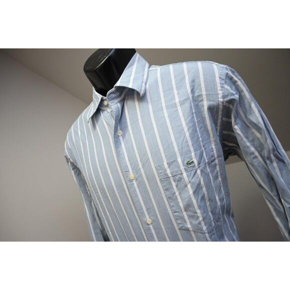 Lacoste Dress Shirt Alligator Striped Long Sleeve Mens Size EUR 40 US Medium - Picture 1 of 9